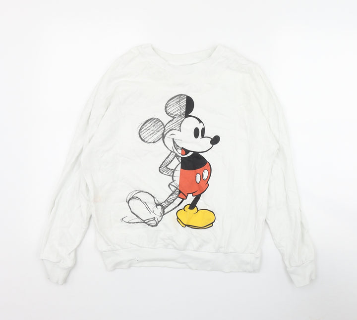George Womens White  Cotton Pullover Sweatshirt Size 8  Pullover - Mickey Mouse