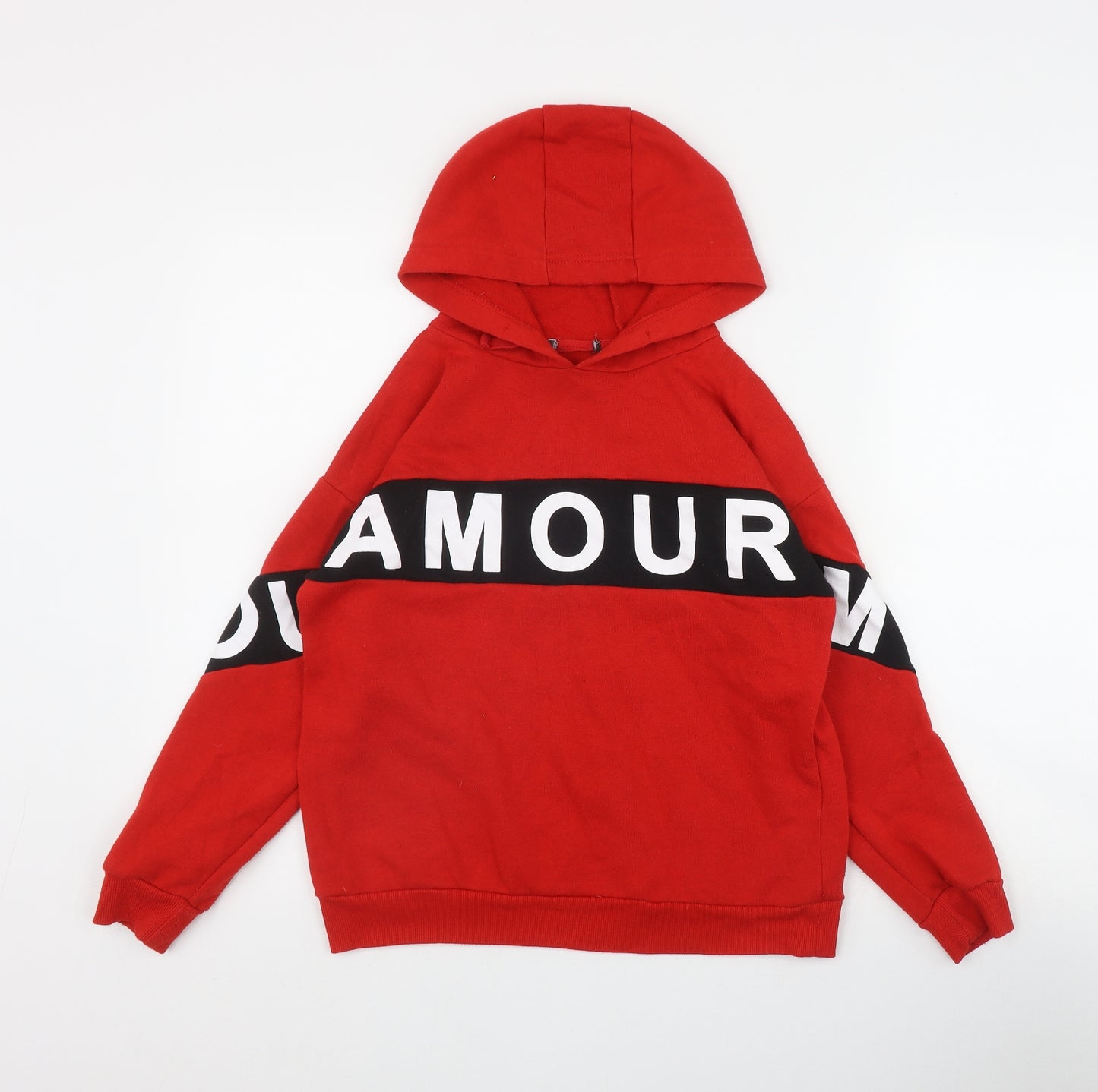 Primark Girls Red  Cotton Pullover Hoodie Size 12-13 Years  Pullover - 'Amour'