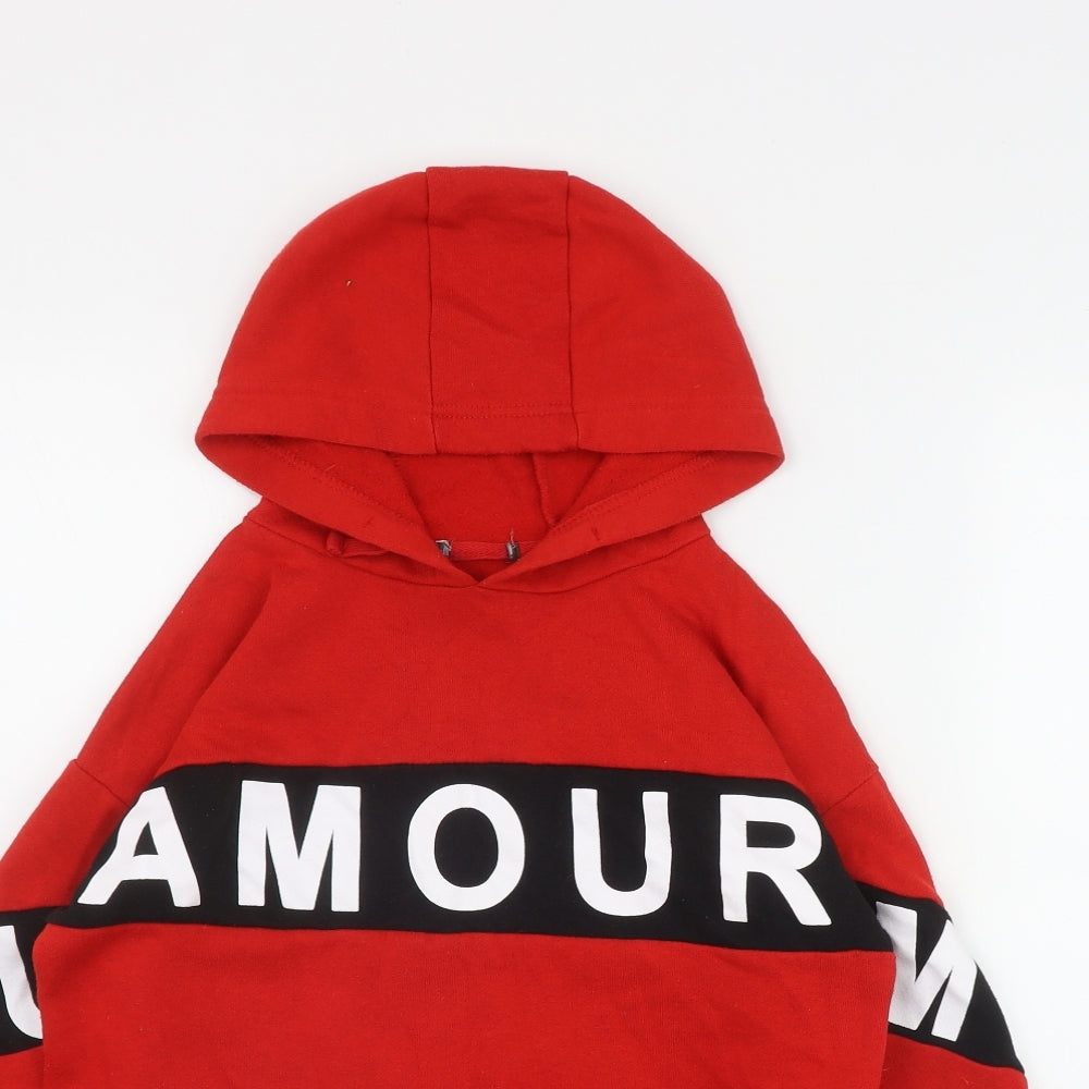 Primark Girls Red  Cotton Pullover Hoodie Size 12-13 Years  Pullover - 'Amour'