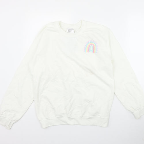 M&C Womens White  Cotton Pullover Sweatshirt Size S  Pullover - 'Thank you NHS'