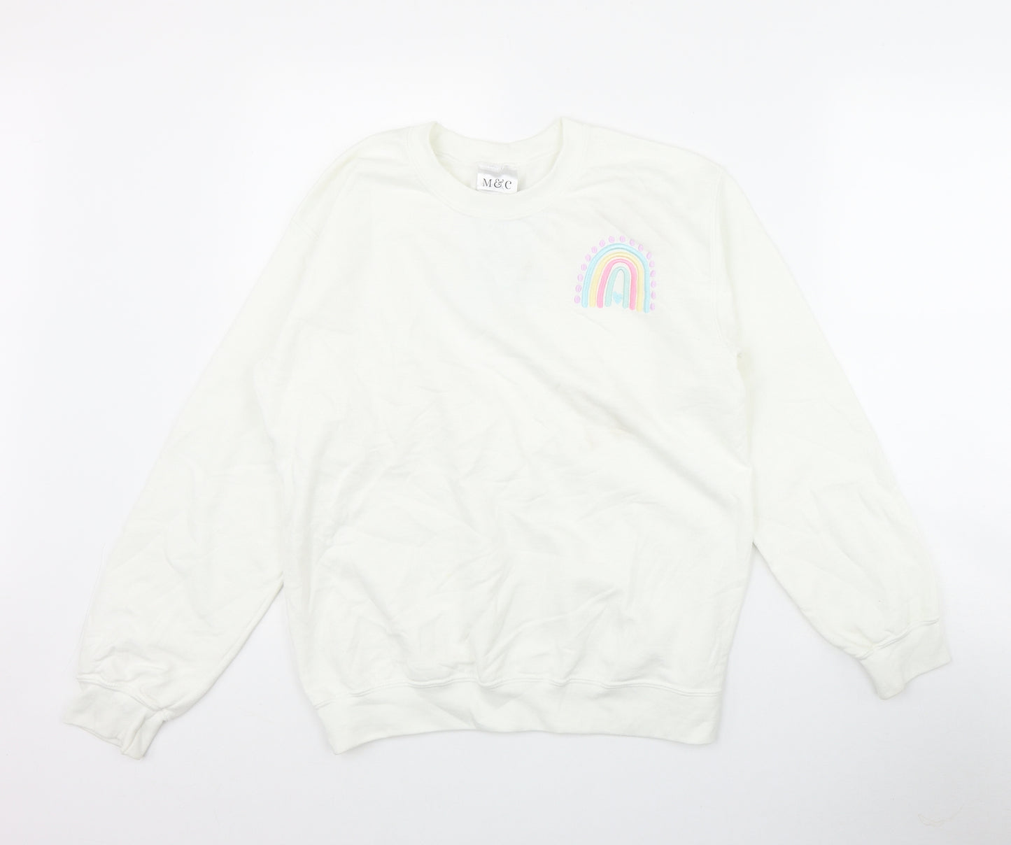 M&C Womens White  Cotton Pullover Sweatshirt Size S  Pullover - 'Thank you NHS'
