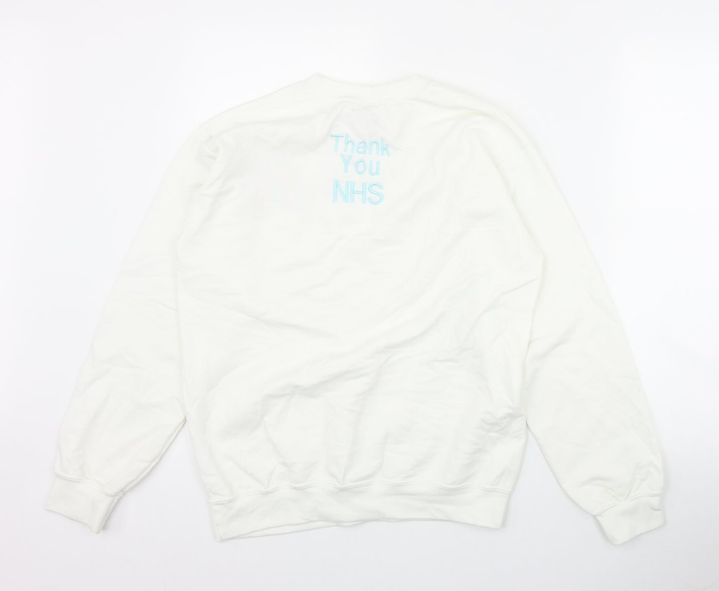 M&C Womens White  Cotton Pullover Sweatshirt Size S  Pullover - 'Thank you NHS'