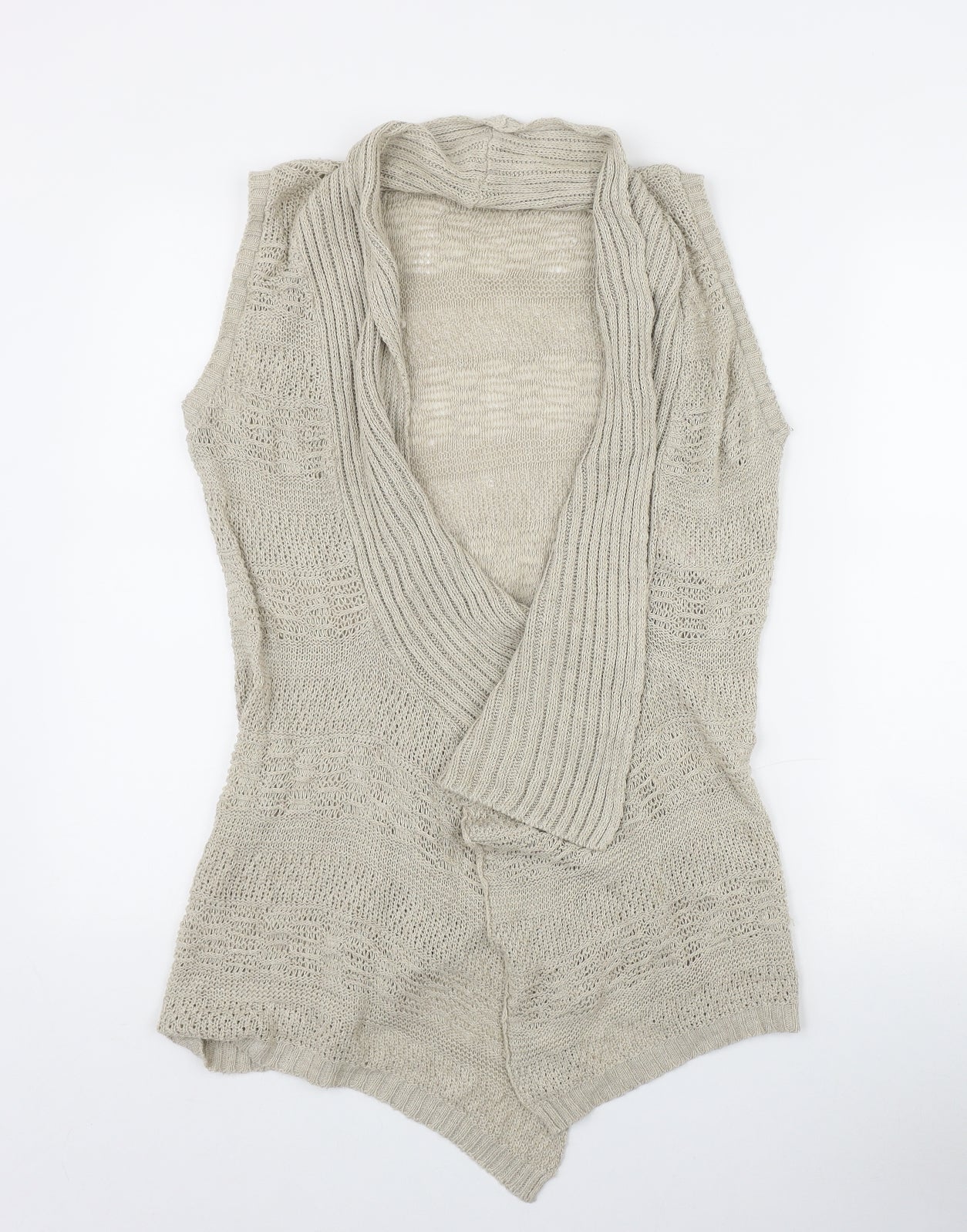 Evie Womens Beige V-Neck  Cotton Cardigan Jumper Size 10