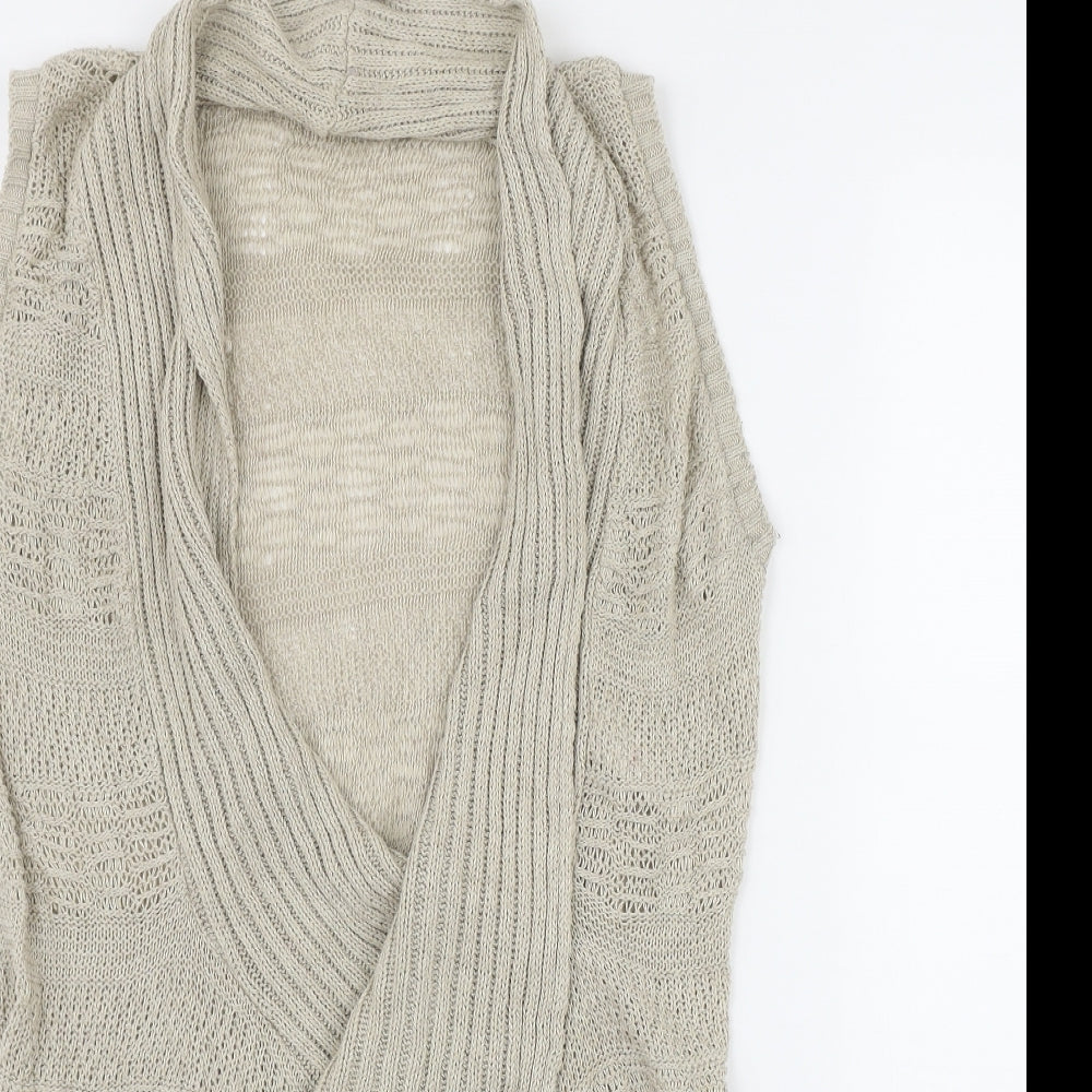 Evie Womens Beige V-Neck  Cotton Cardigan Jumper Size 10