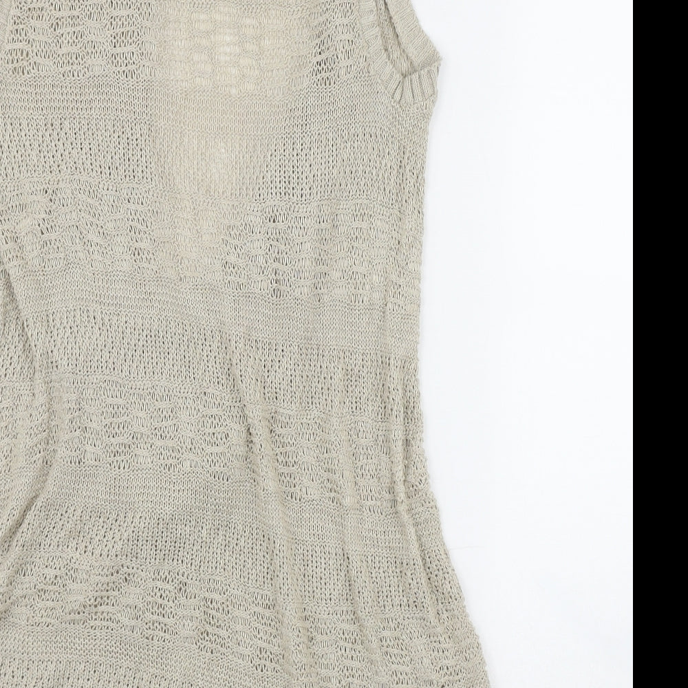 Evie Womens Beige V-Neck  Cotton Cardigan Jumper Size 10