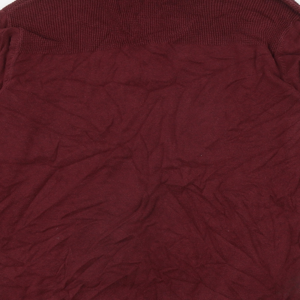 NEXT Mens Red Collared  Cotton Pullover Jumper Size XL