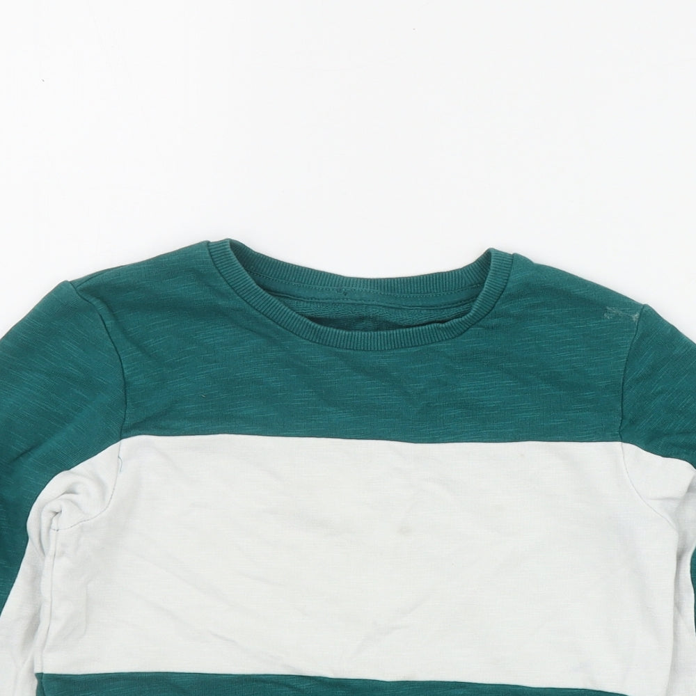 Marks and Spencer Boys Green  Cotton Pullover Sweatshirt Size 5-6 Years  Pullover