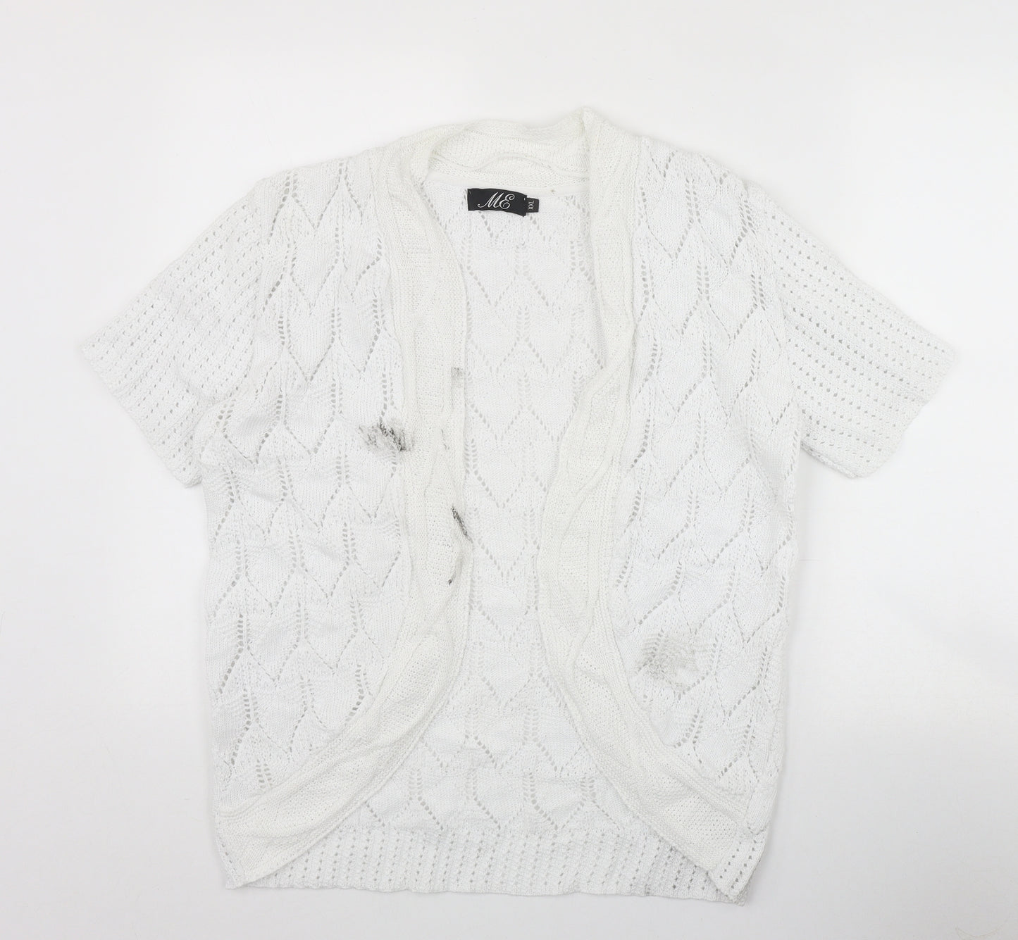 ME Womens White V-Neck  Cotton Cardigan Jumper Size 2XL