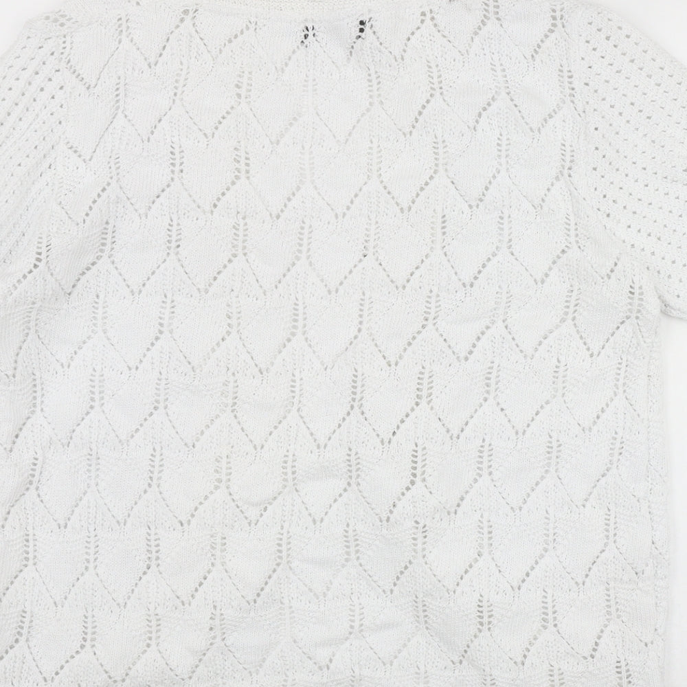 ME Womens White V-Neck  Cotton Cardigan Jumper Size 2XL