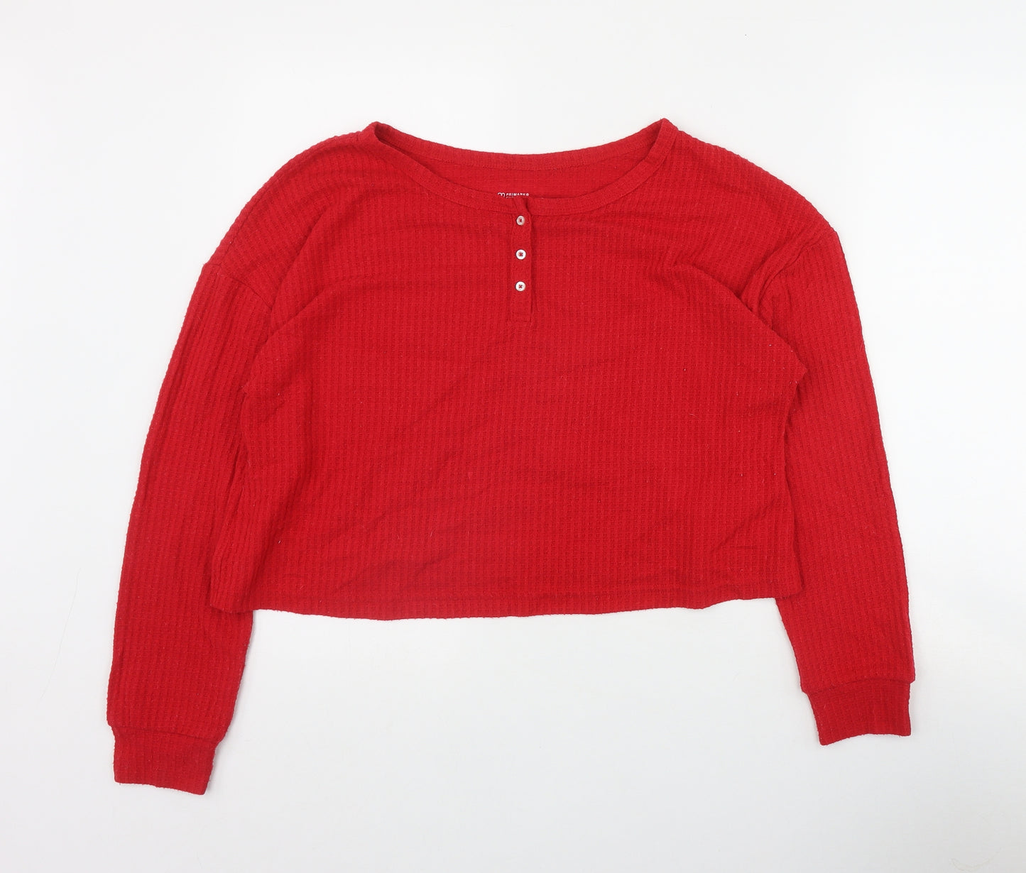 Primark Womens Red  Polyester Basic T-Shirt Size 12 Round Neck