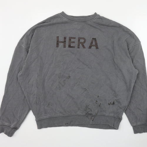 Hera Mens Grey  Cotton Pullover Sweatshirt Size M