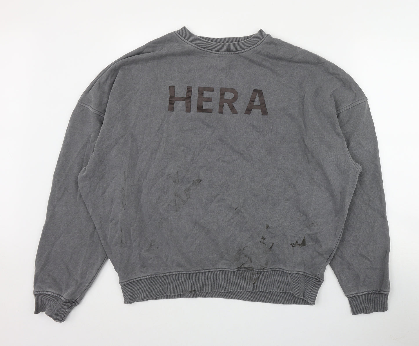 Hera Mens Grey  Cotton Pullover Sweatshirt Size M