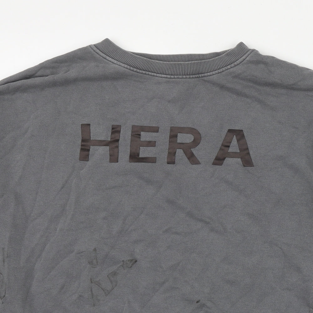 Hera Mens Grey  Cotton Pullover Sweatshirt Size M