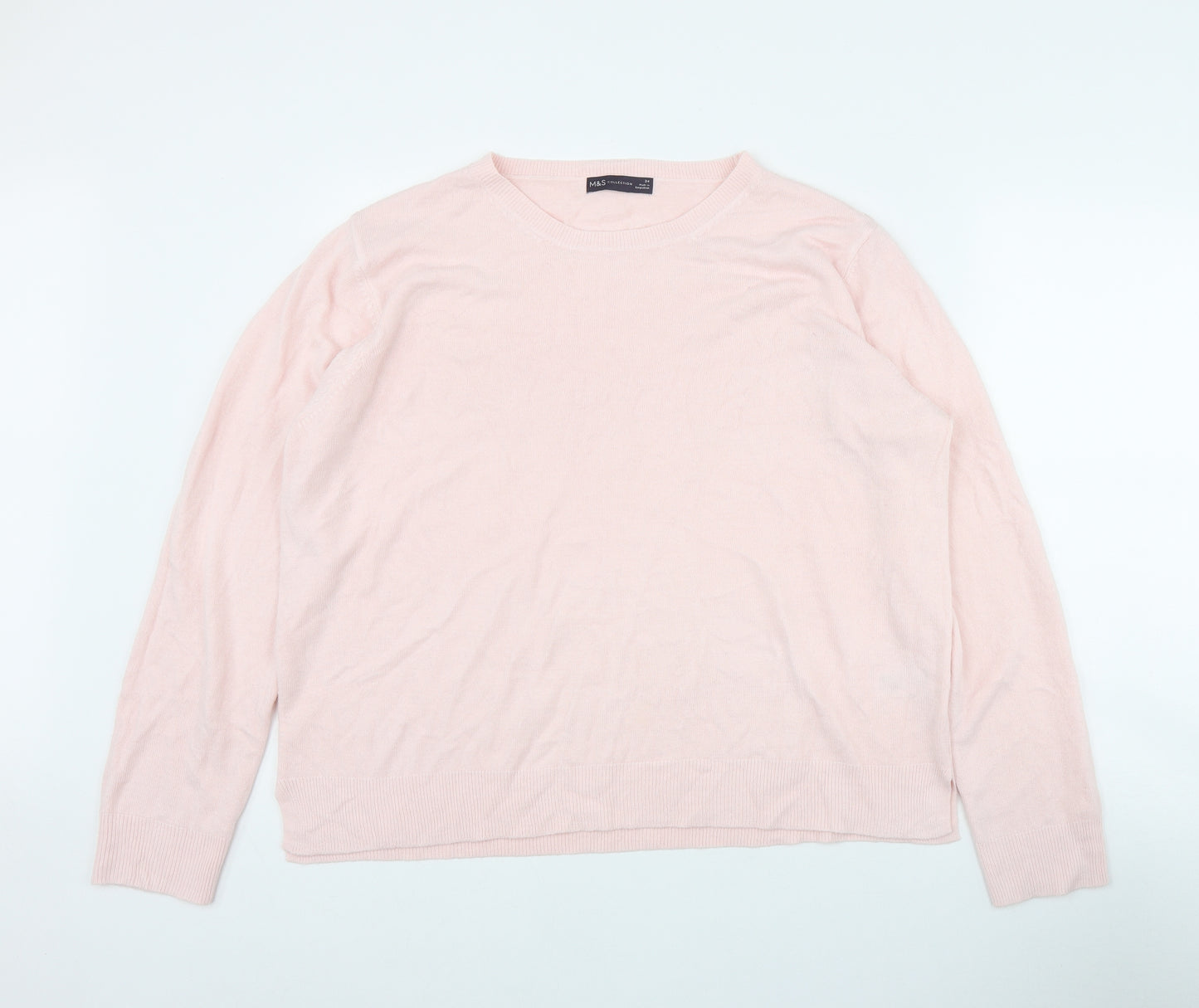 Marks and Spencer Womens Pink Round Neck  Acrylic Pullover Jumper Size 24