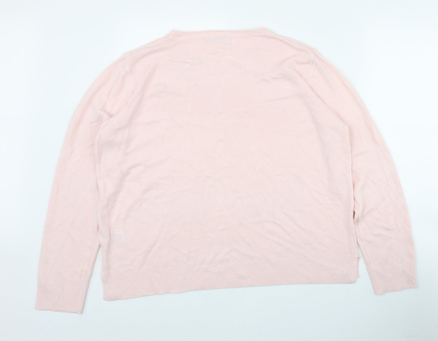 Marks and Spencer Womens Pink Round Neck  Acrylic Pullover Jumper Size 24