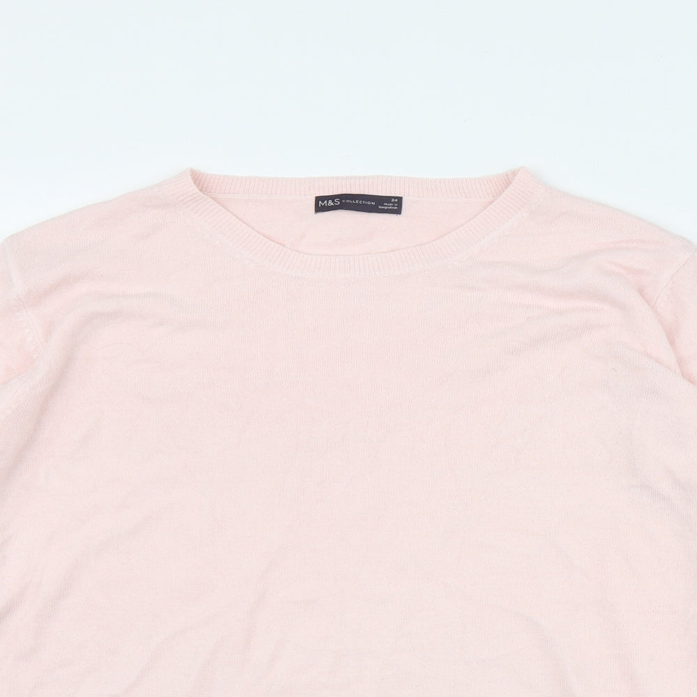 Marks and Spencer Womens Pink Round Neck  Acrylic Pullover Jumper Size 24