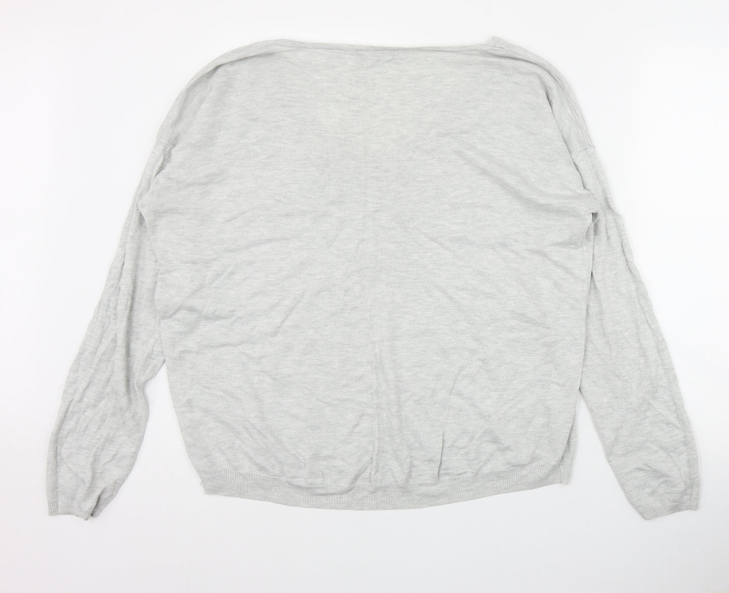 George Womens Grey V-Neck  Cotton Pullover Jumper Size 22