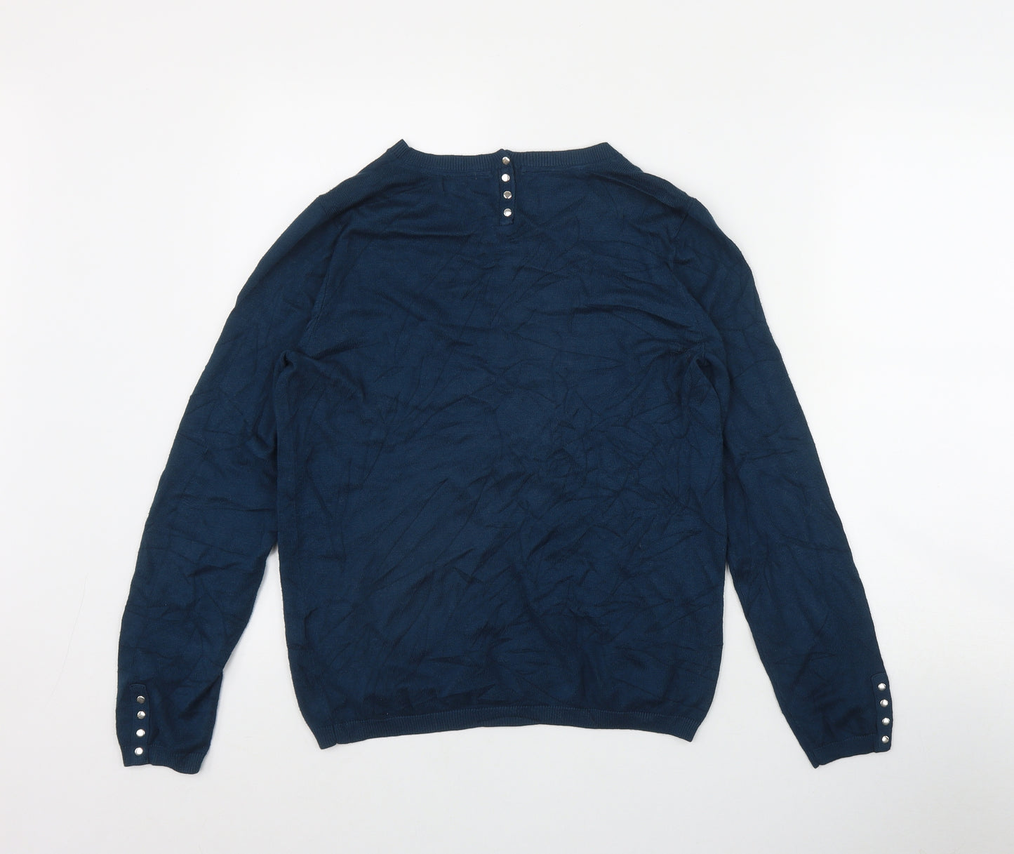 Collection Womens Blue Round Neck  Viscose Pullover Jumper Size 10