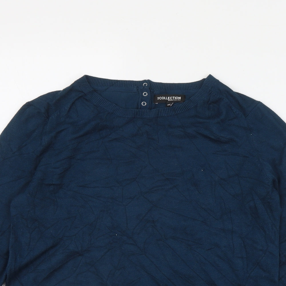 Collection Womens Blue Round Neck  Viscose Pullover Jumper Size 10