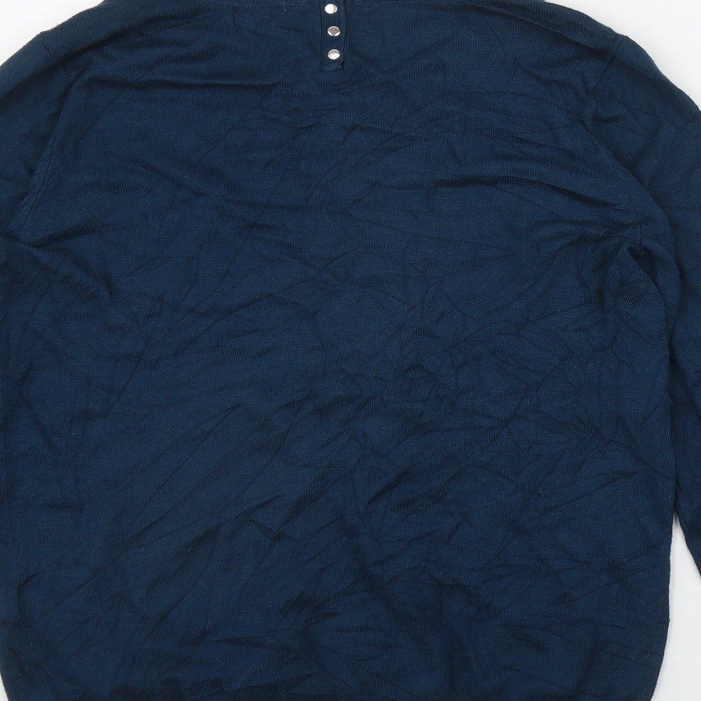 Collection Womens Blue Round Neck  Viscose Pullover Jumper Size 10