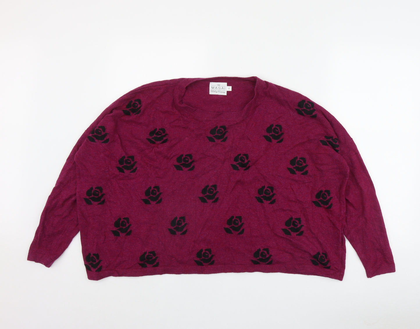 Masai Womens Pink Round Neck Geometric Viscose Pullover Jumper Size S   - Rose print