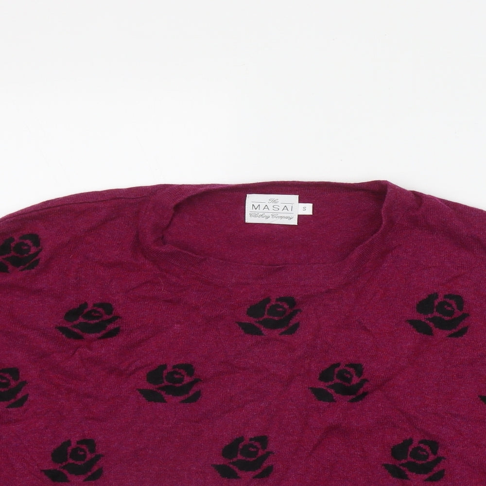 Masai Womens Pink Round Neck Geometric Viscose Pullover Jumper Size S   - Rose print