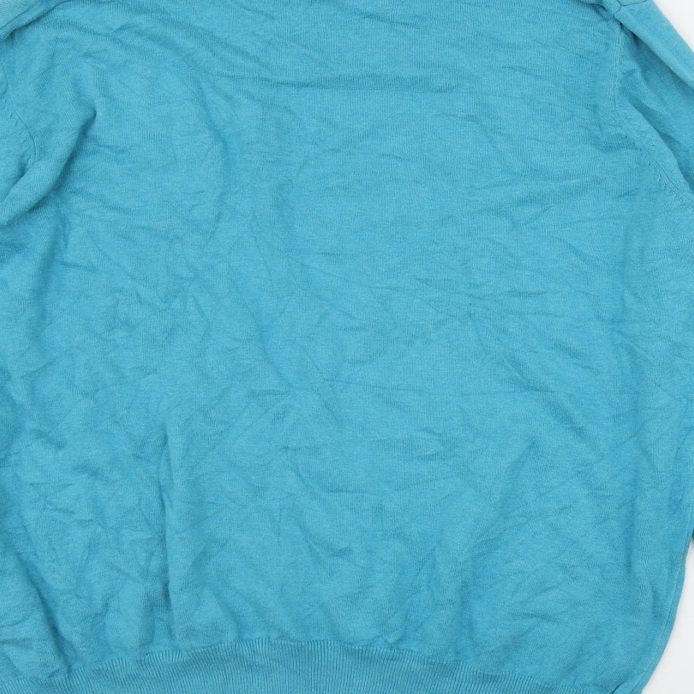 TU Mens Blue V-Neck  Cotton Pullover Jumper Size XL