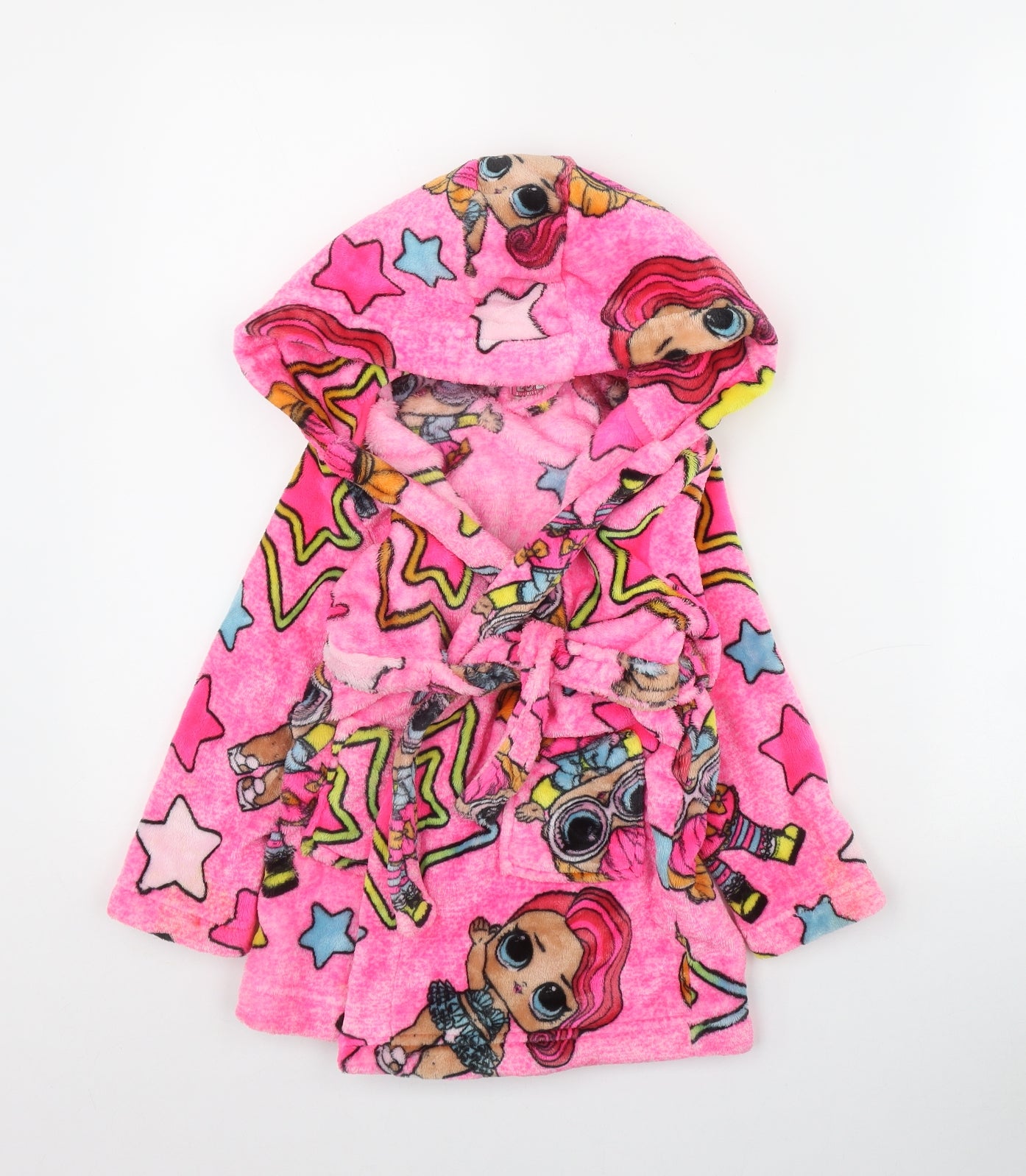 LOL Girls Pink Geometric Polyester Top Robe Size 4 Years  Tie