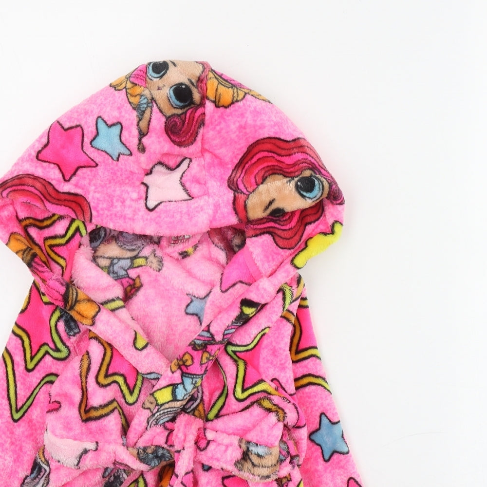 LOL Girls Pink Geometric Polyester Top Robe Size 4 Years  Tie