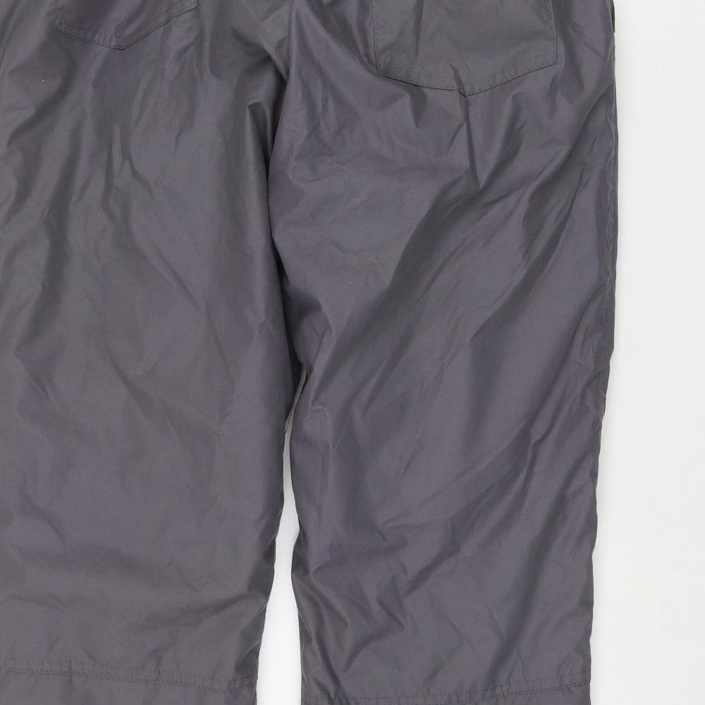 Crane Mens Grey  Polyester Snow Pants Trousers Size L L30 in Regular Zip
