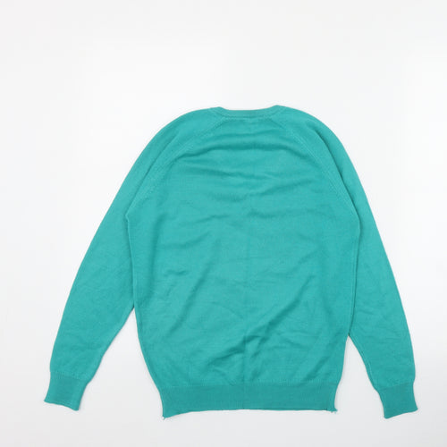 Fine Fare Womens Green V-Neck  Acrylic Pullover Jumper Size 10