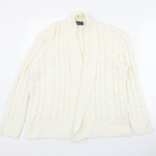 Fashion Alert Womens Ivory V-Neck  Acrylic Cardigan Jumper Size S
