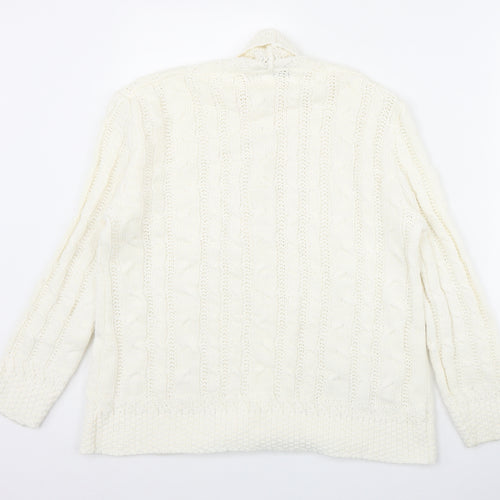 Fashion Alert Womens Ivory V-Neck  Acrylic Cardigan Jumper Size S
