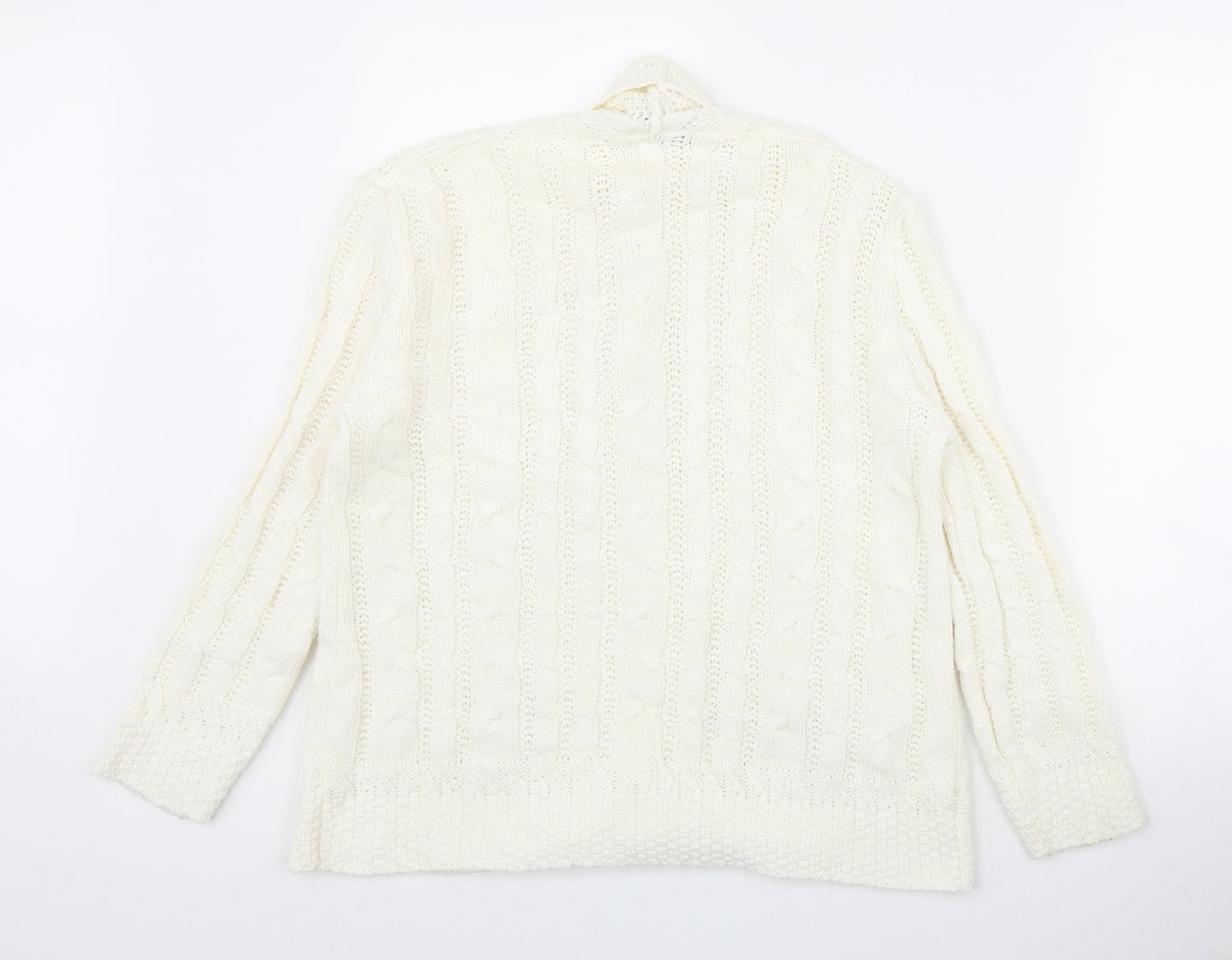 Fashion Alert Womens Ivory V-Neck  Acrylic Cardigan Jumper Size S