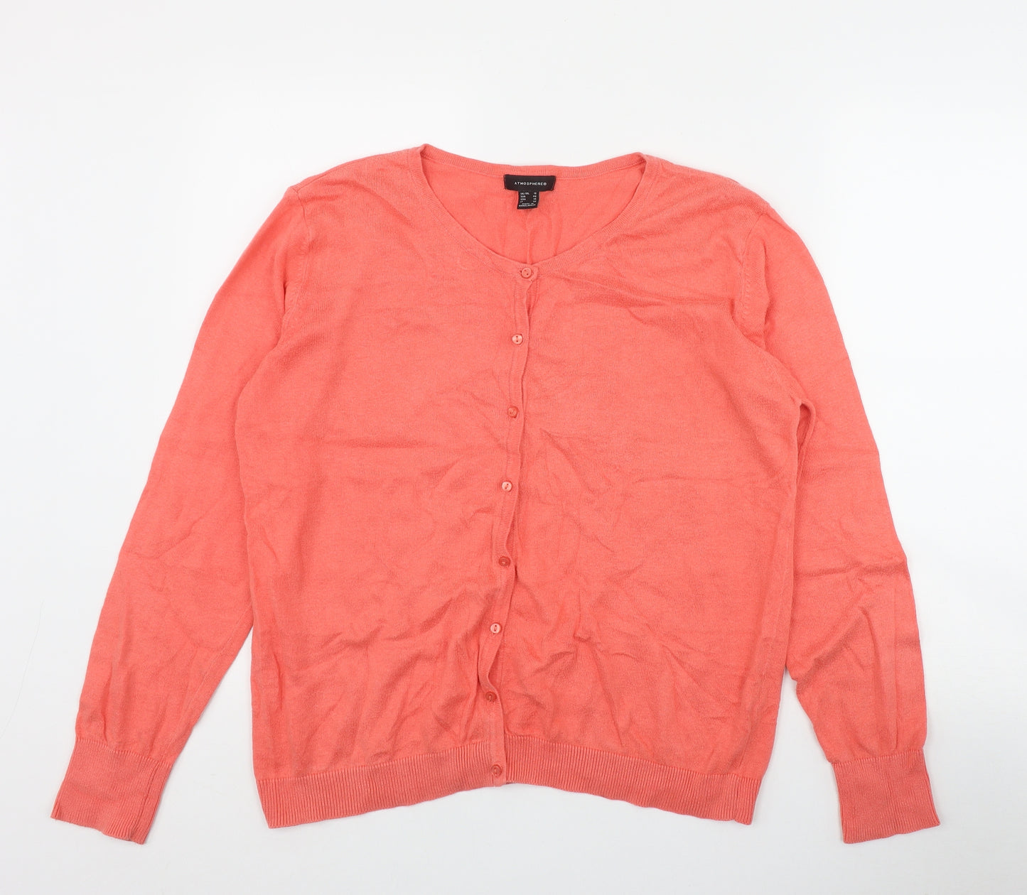 Atmosphere Womens Pink Round Neck  Cotton Cardigan Jumper Size 18