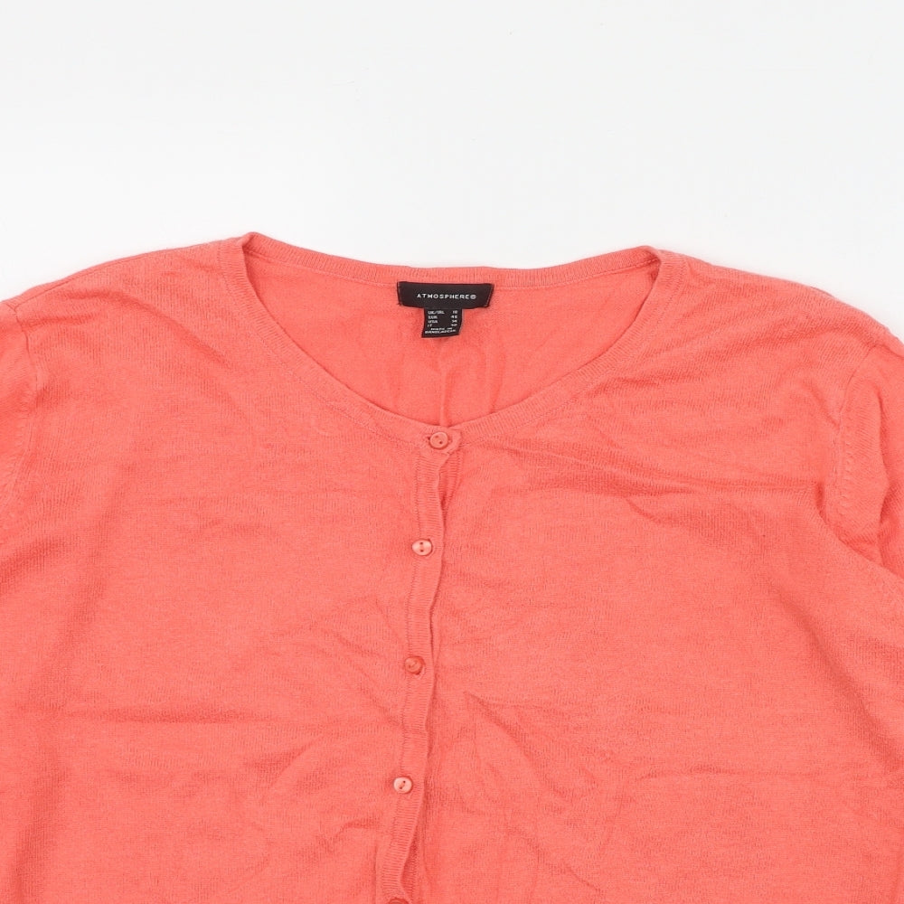 Atmosphere Womens Pink Round Neck  Cotton Cardigan Jumper Size 18