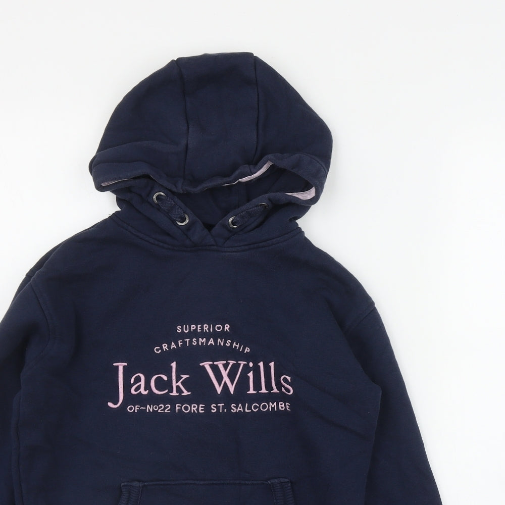 Jack Wills Girls Blue  Cotton Pullover Hoodie Size 10-11 Years  Pullover