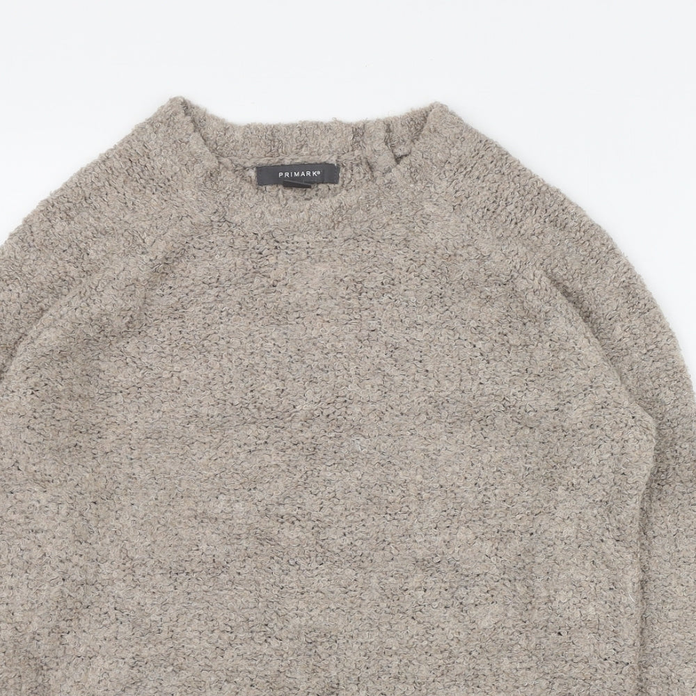 Primark Womens Beige Round Neck  Acrylic Pullover Jumper Size 10