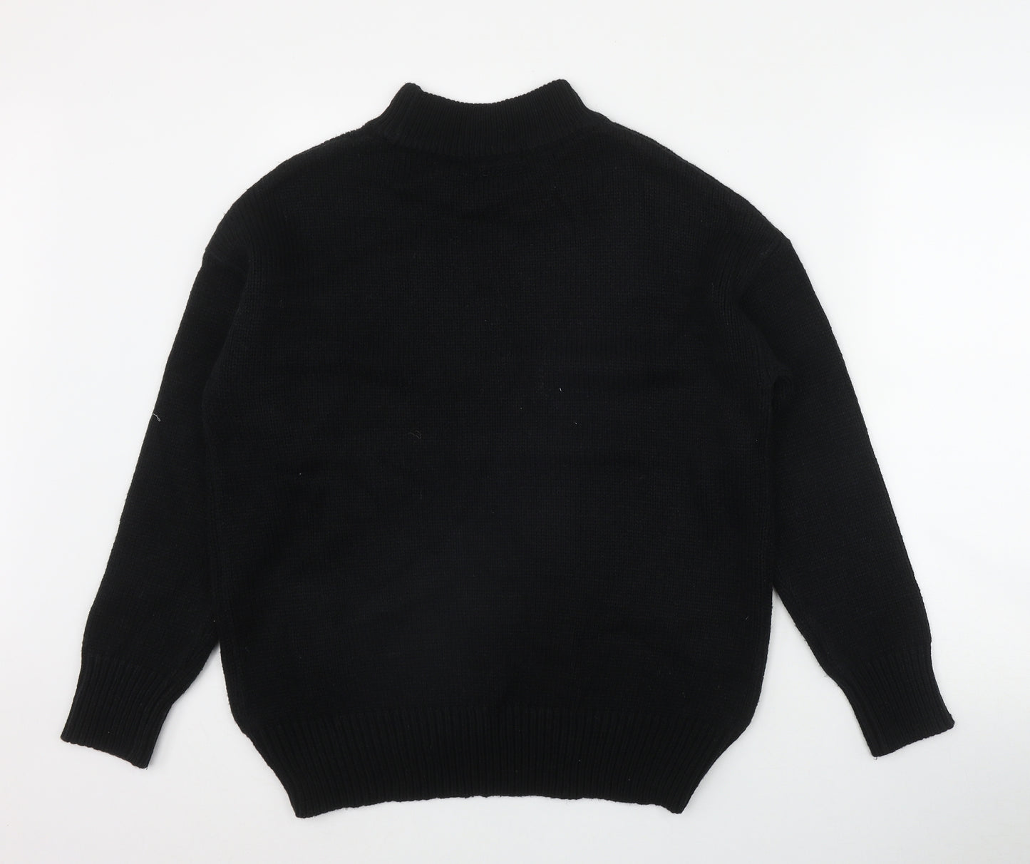 TU Womens Black Round Neck  Acrylic Pullover Jumper Size 12