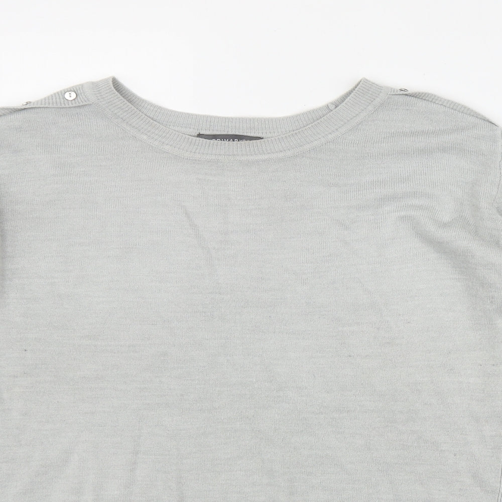Primark Womens Grey Round Neck  Acrylic Pullover Jumper Size 14