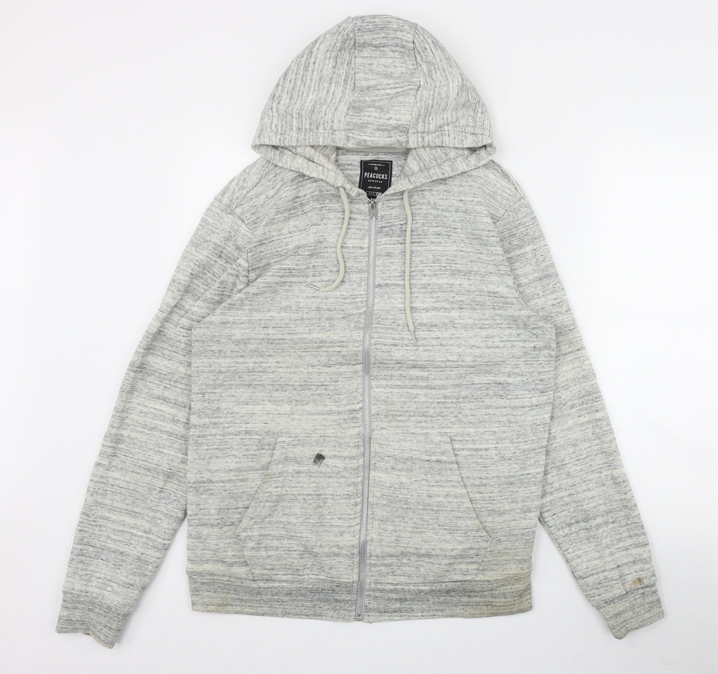 Peacocks Mens Grey  Cotton Full Zip Hoodie Size M