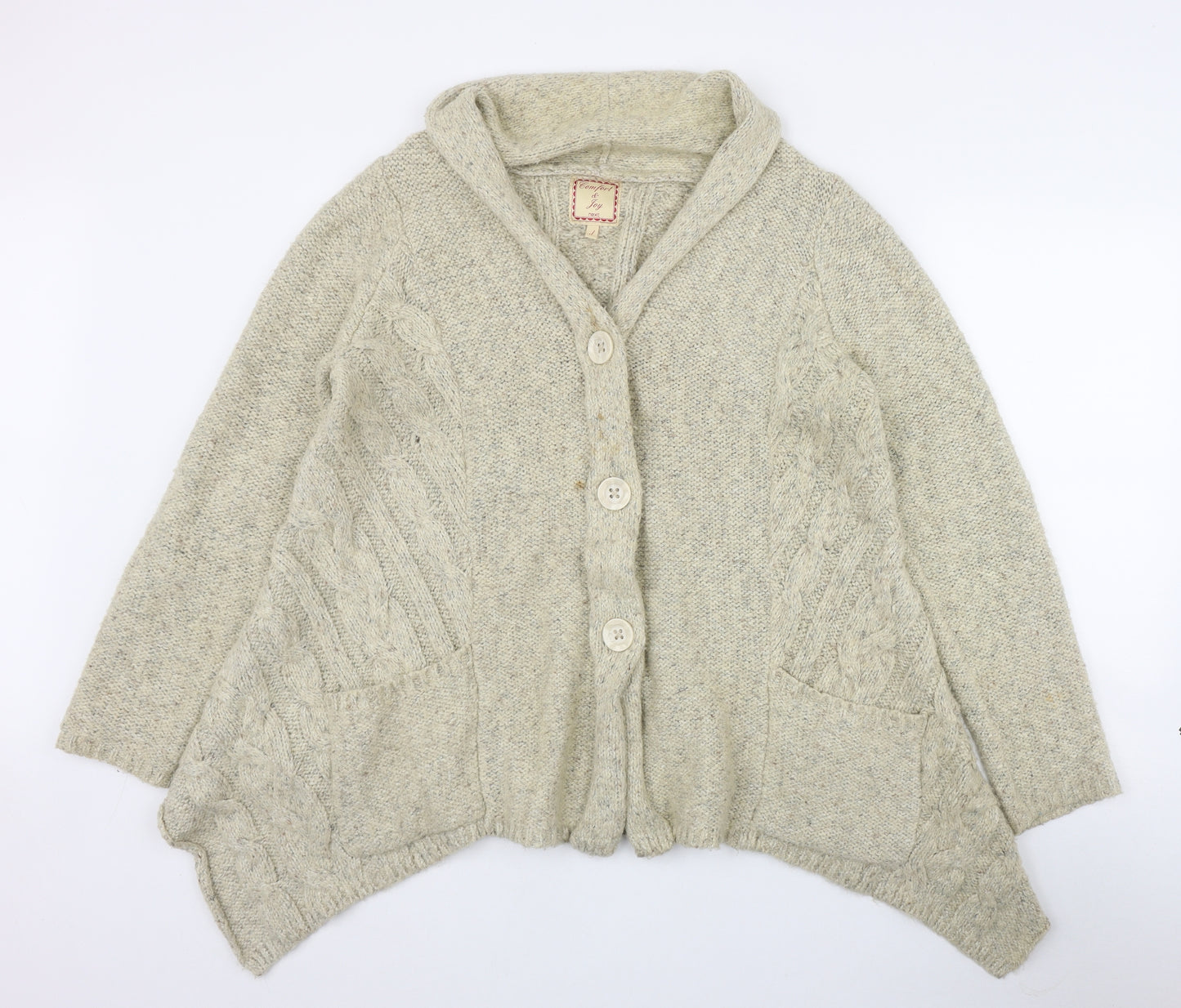 NEXT Womens Beige V-Neck  Acrylic Cardigan Jumper Size XL