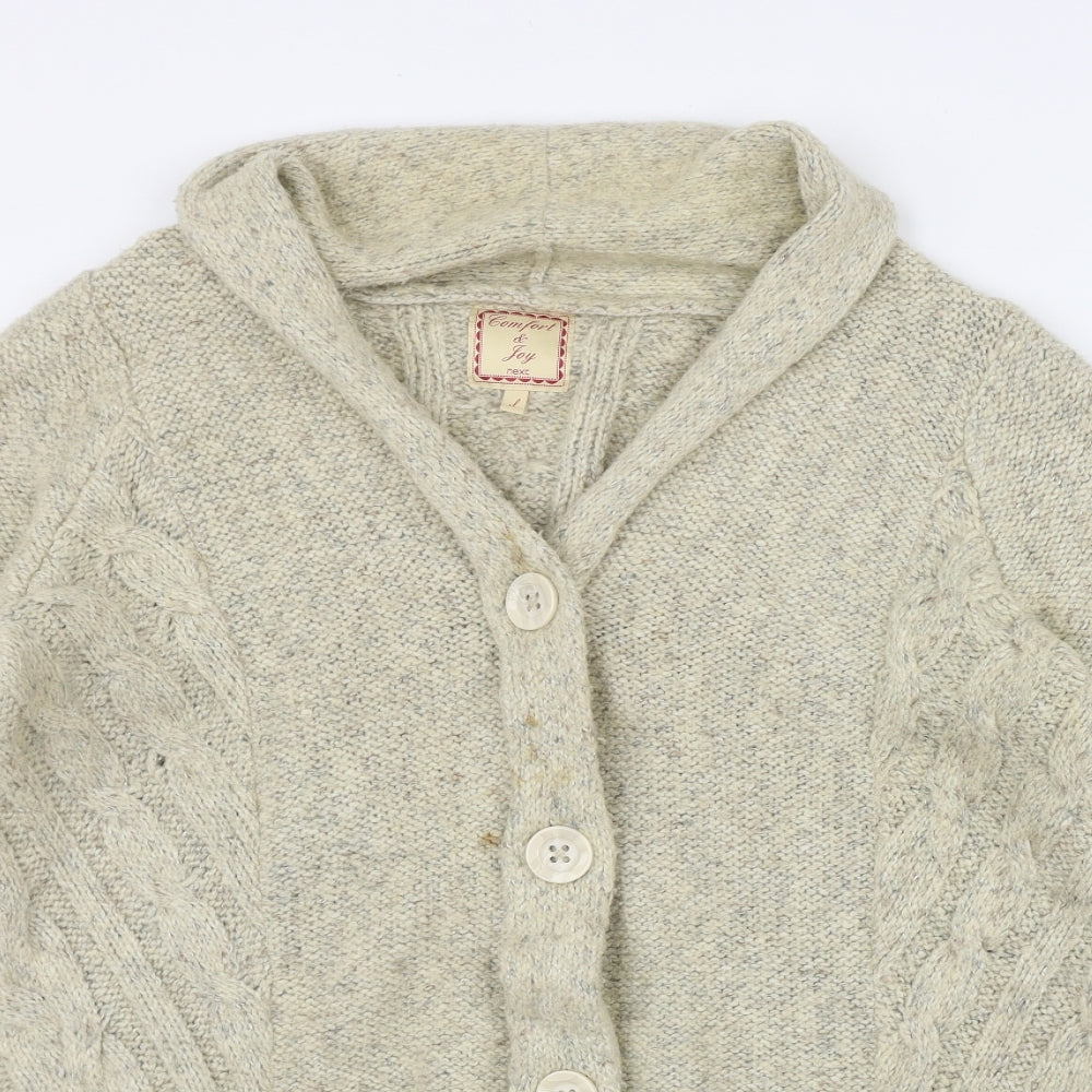 NEXT Womens Beige V-Neck  Acrylic Cardigan Jumper Size XL