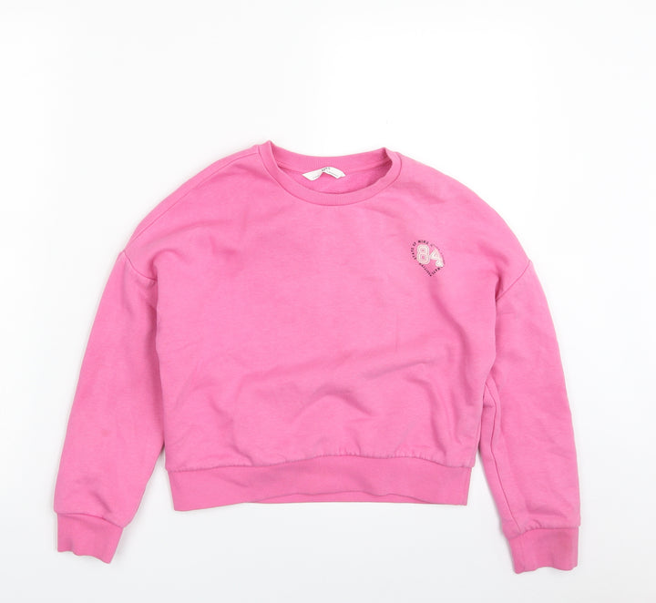 Marks and Spencer Girls Pink Cotton Pullover Sweatshirt Size 9-10 Years Pullover - Positive State of Mind