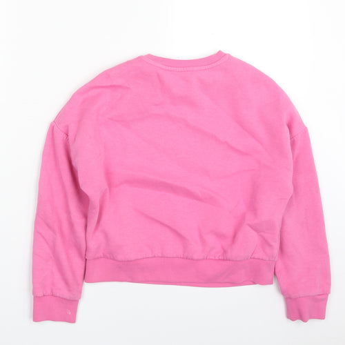 Marks and Spencer Girls Pink  Cotton Pullover Sweatshirt Size 9-10 Years  Pullover - Positive State of Mind