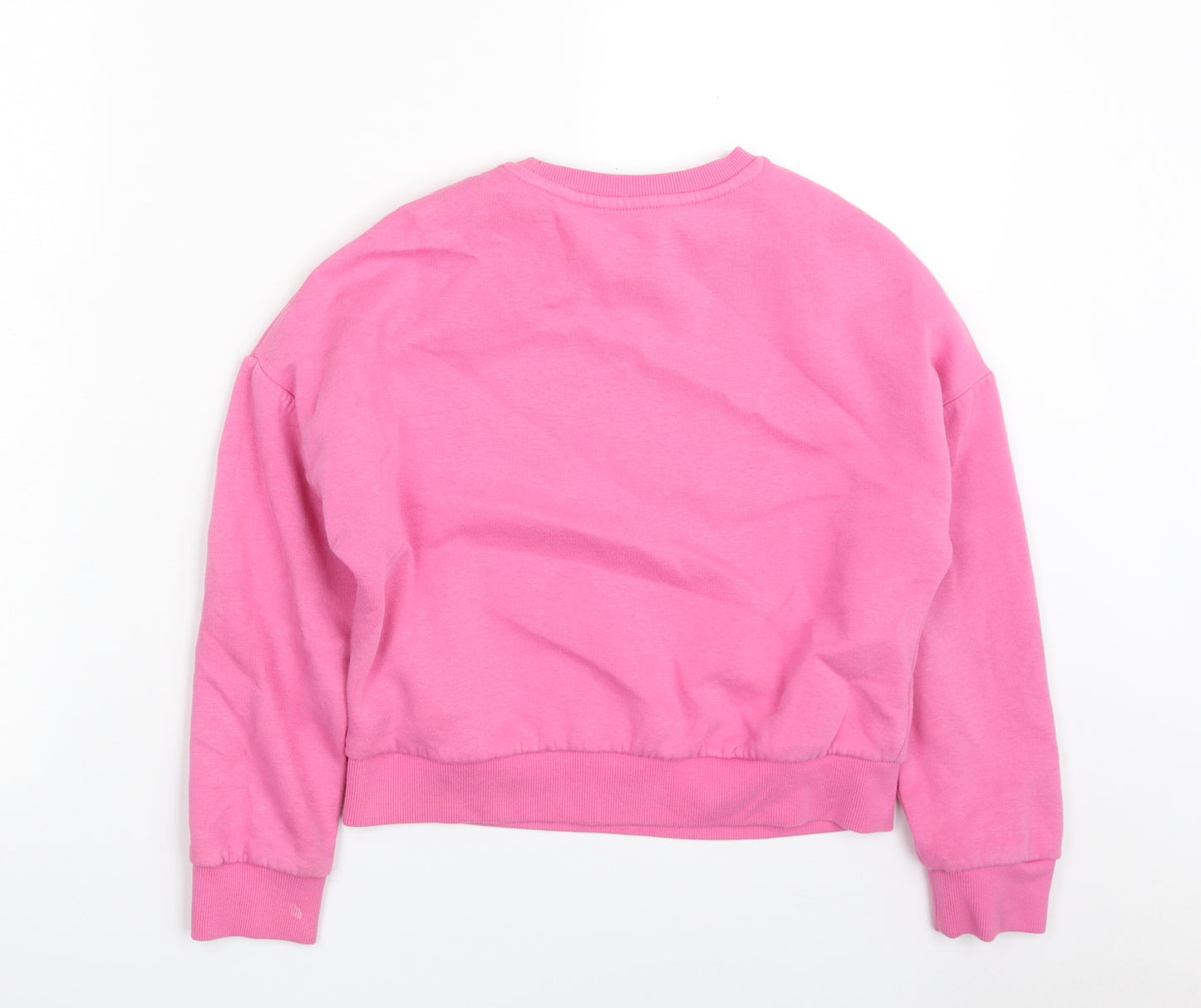 Marks and Spencer Girls Pink  Cotton Pullover Sweatshirt Size 9-10 Years  Pullover - Positive State of Mind