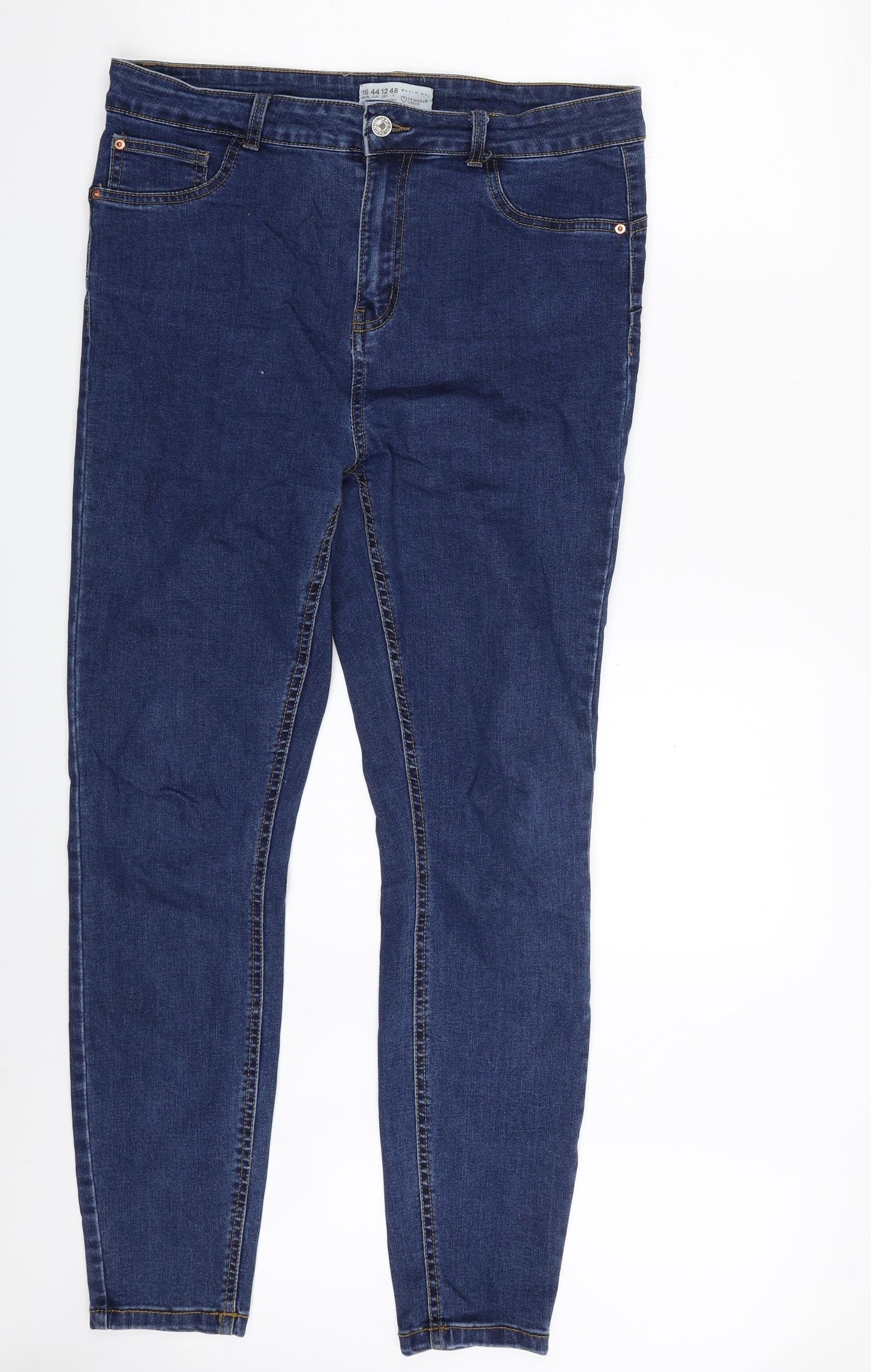 Denim & Co. Womens Blue  Cotton Jegging Jeans Size 16 L30 in Slim Zip