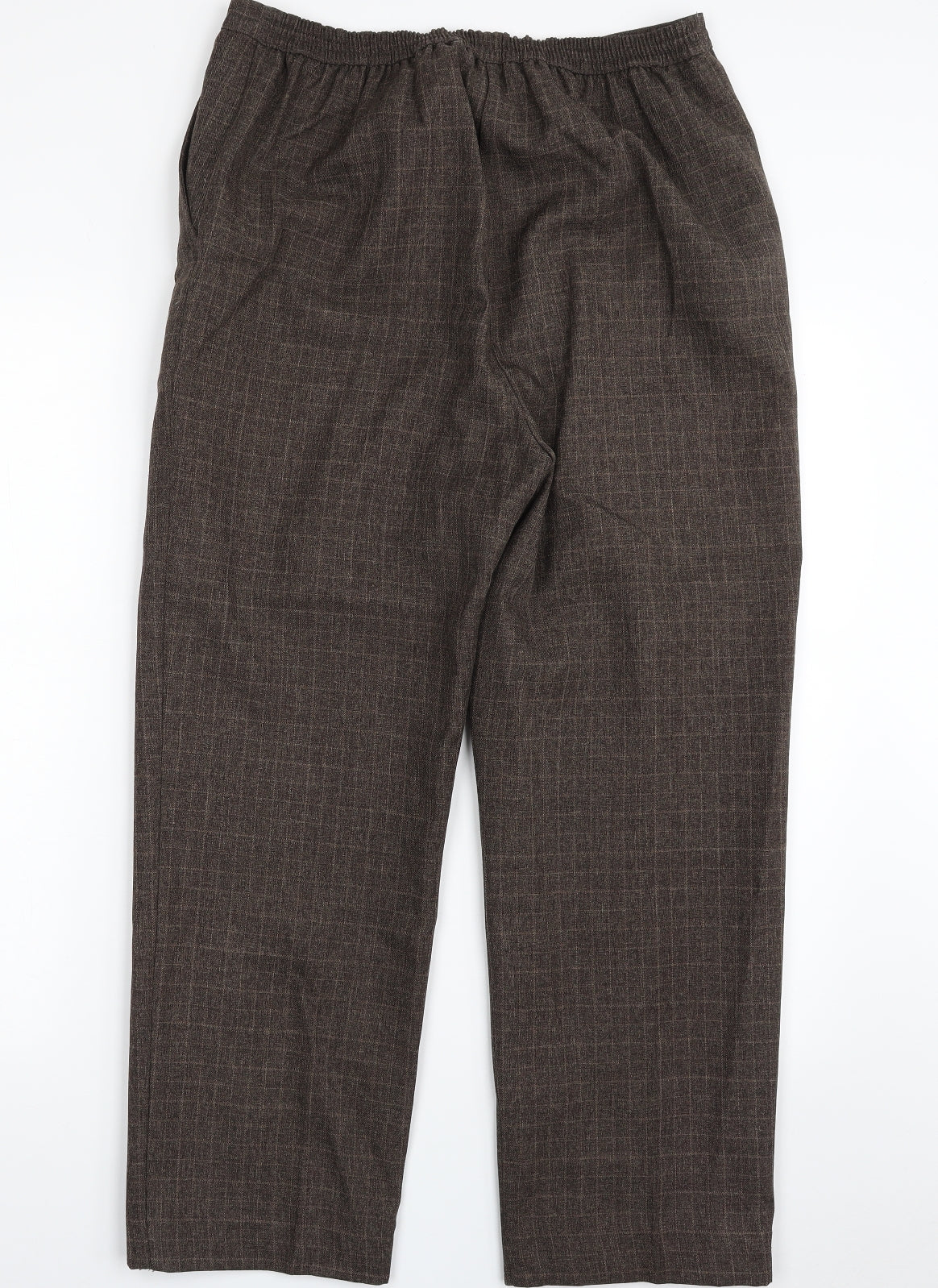 EWM Womens Brown Check Polyester Trousers  Size 14 L26 in Regular