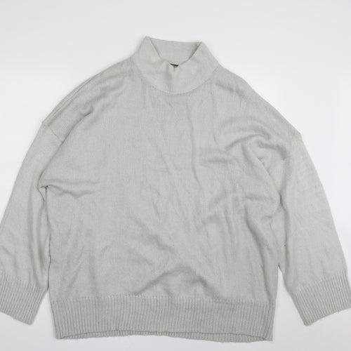 Missguided Womens Grey High Neck  Acrylic Pullover Jumper Size 14   - Size 14-16