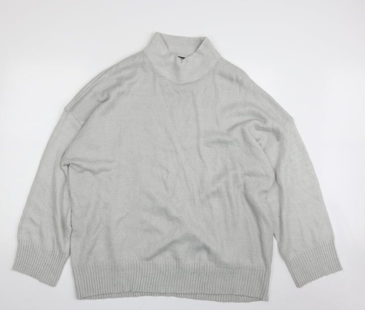 Missguided Womens Grey High Neck  Acrylic Pullover Jumper Size 14   - Size 14-16